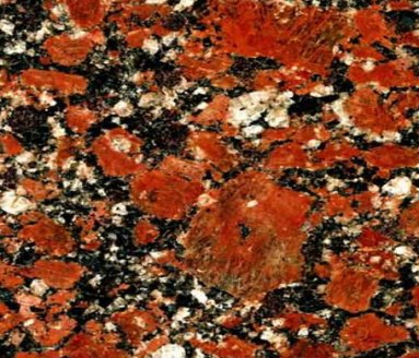 "Капустянський граніт" - колір червоний з чорними вкрапленнями.